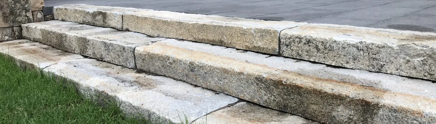 Reclaimed curbing used as steps